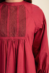 Long sleeve mini dress with lace detail | Mixtshop LLC