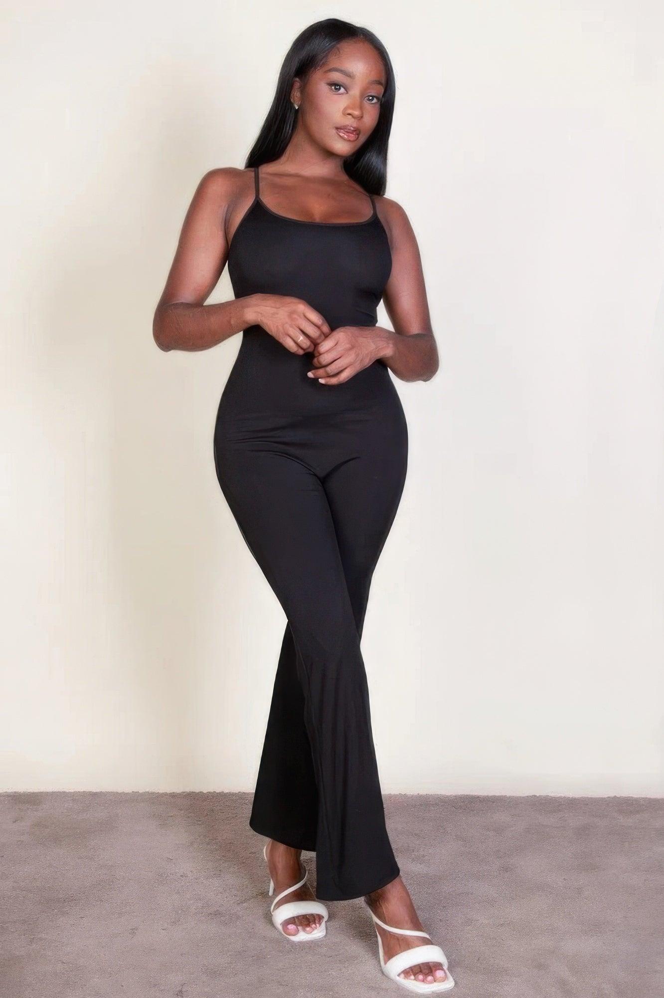 Ribbed sleeveless wide leg jumpsuit | Mixtshop LLC