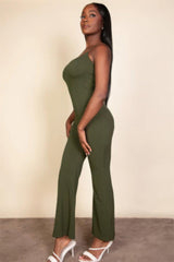 Ribbed sleeveless wide leg jumpsuit | Mixtshop LLC