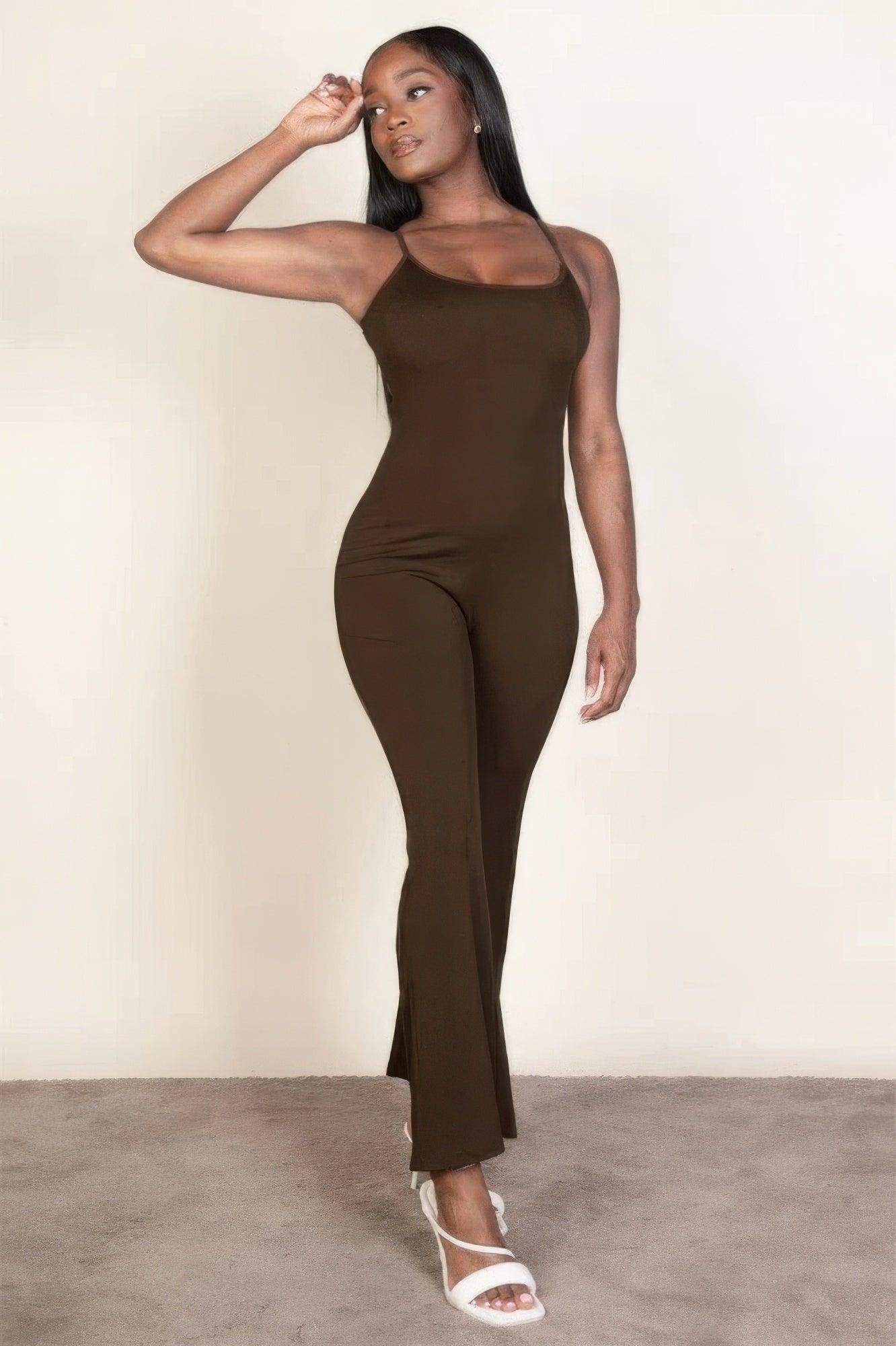 Ribbed sleeveless wide leg jumpsuit | Mixtshop LLC