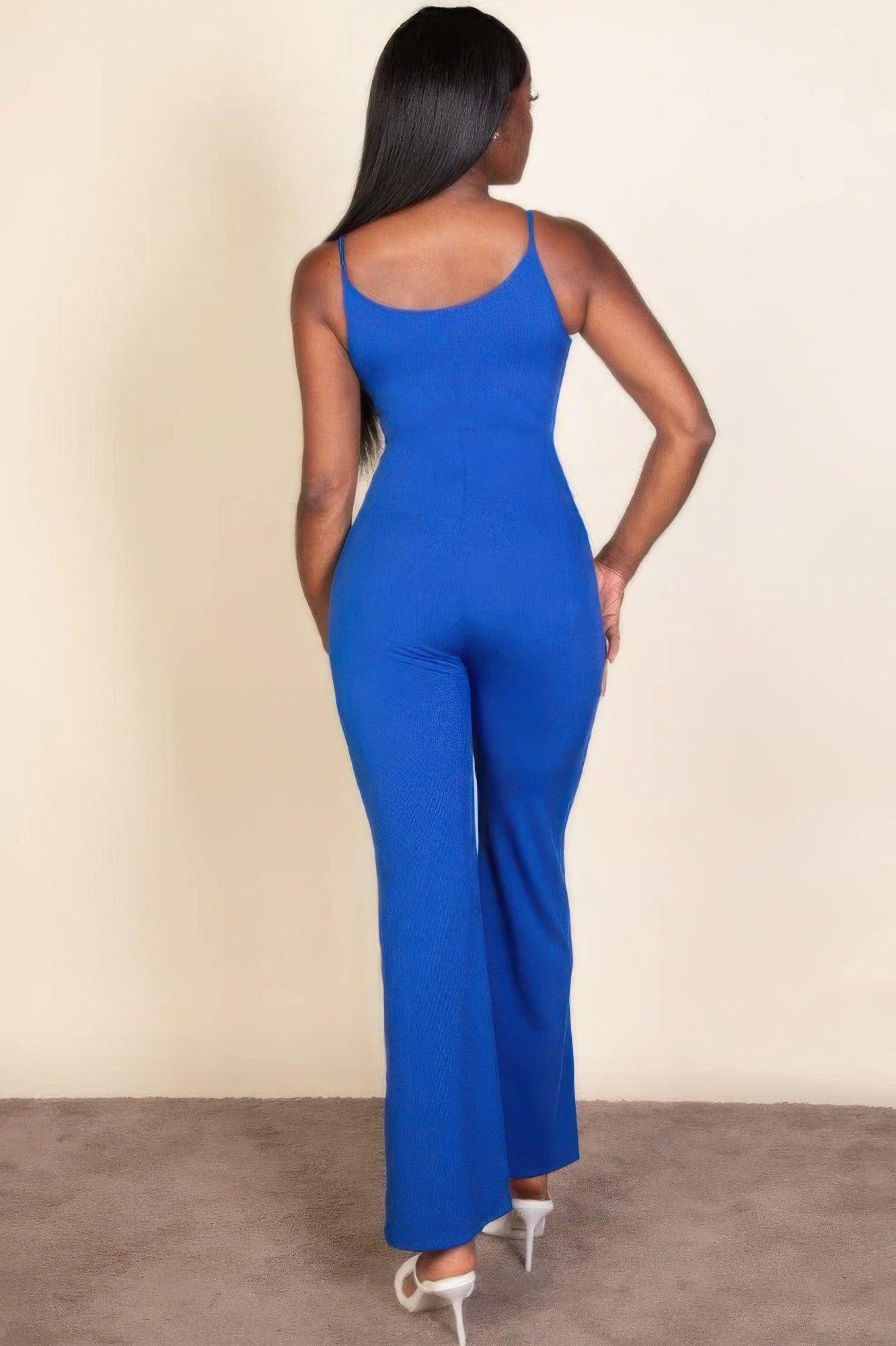 Ribbed sleeveless wide leg jumpsuit | Mixtshop LLC