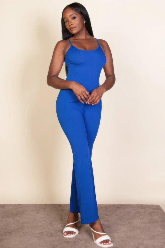 Ribbed sleeveless wide leg jumpsuit | Mixtshop LLC