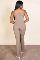 Ribbed sleeveless wide leg jumpsuit | Mixtshop LLC