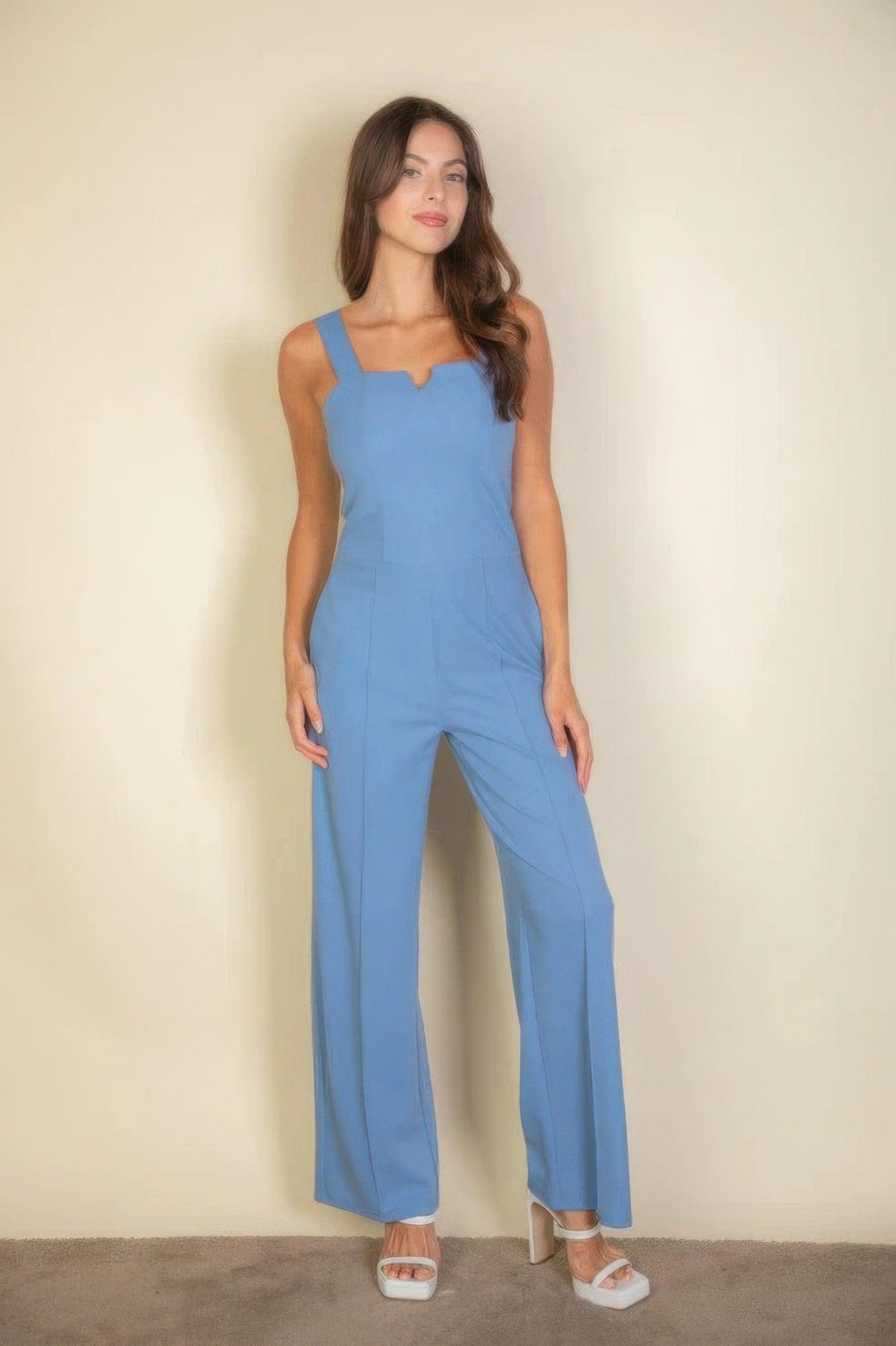 Notched neck cami jumpsuit | Mixtshop LLC