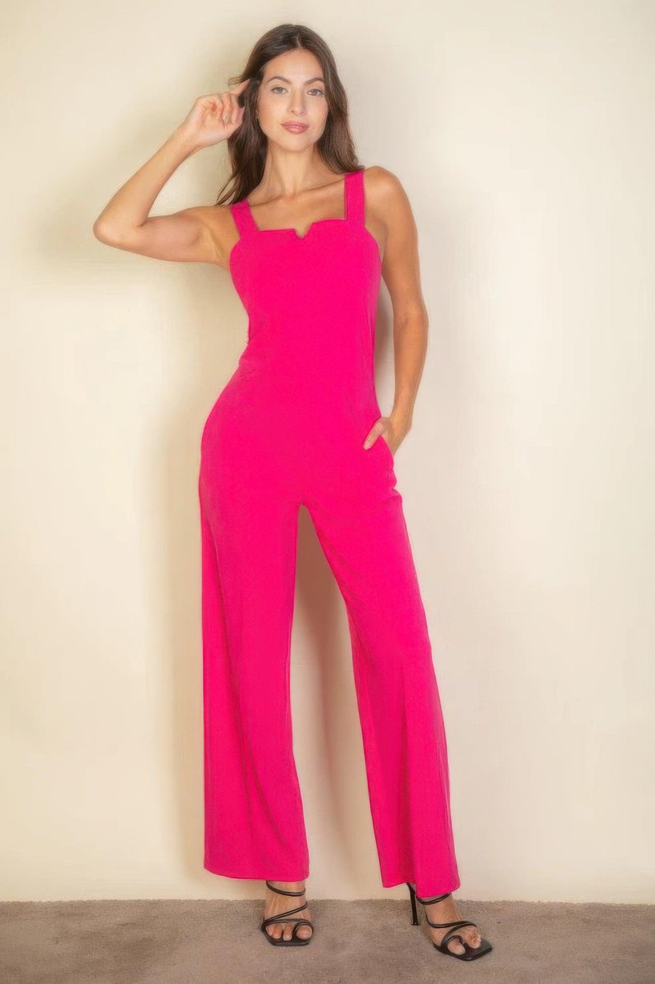 Notched neck cami jumpsuit | Mixtshop LLC