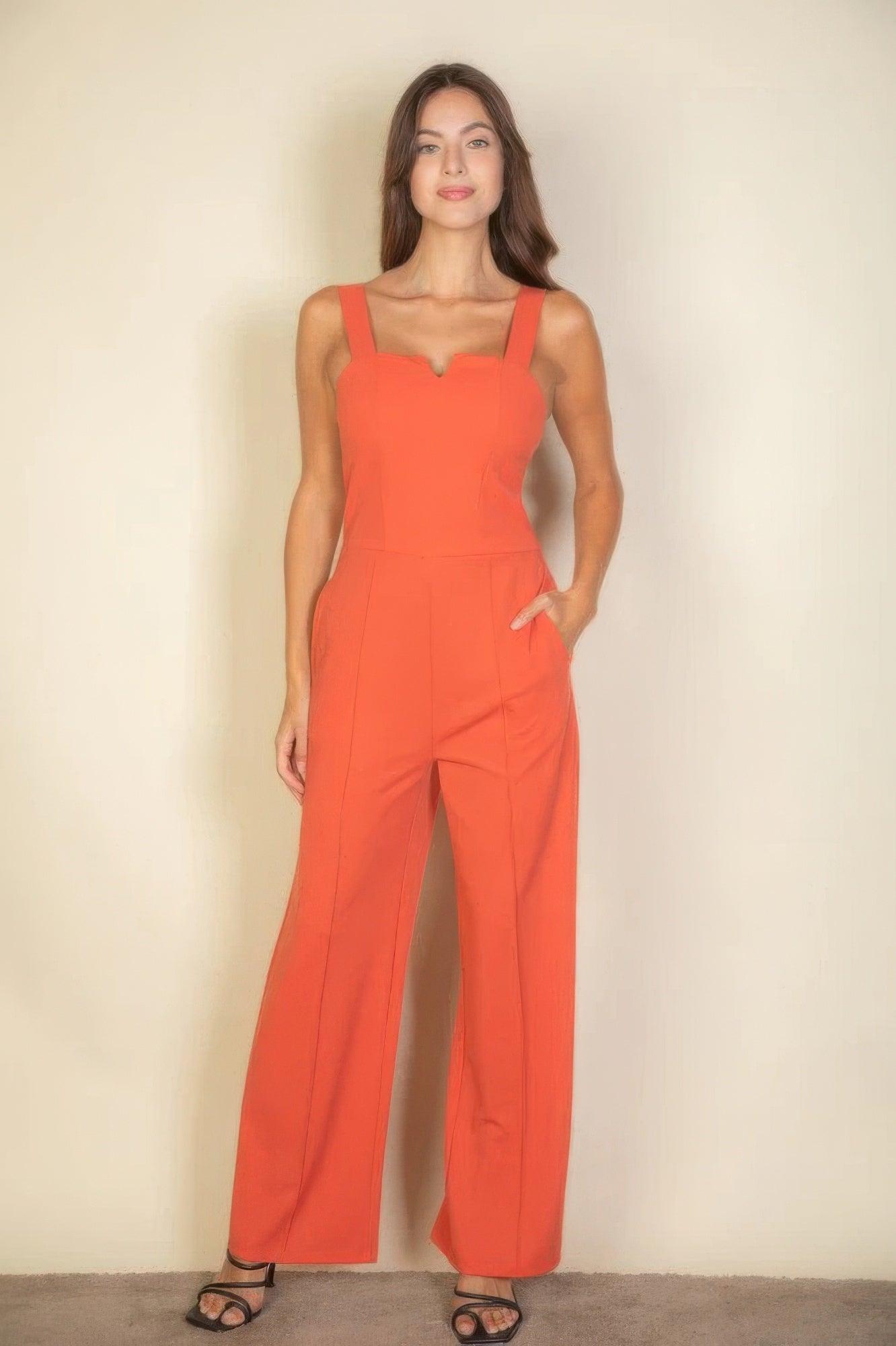 Notched neck cami jumpsuit | Mixtshop LLC