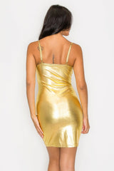 Scoop neck foil mini dress | Mixtshop LLC