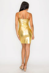 Scoop neck foil mini dress | Mixtshop LLC