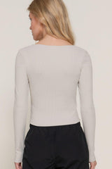 Long slv sweetheart neck seam detail knit top | Mixtshop LLC