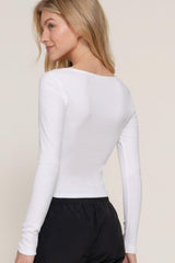 Long slv sweetheart neck seam detail knit top | Mixtshop LLC