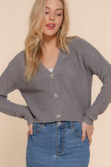 Long slv v-neck sweater cardigan | Mixtshop LLC