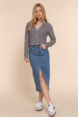 Long slv v-neck sweater cardigan | Mixtshop LLC