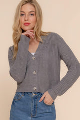 Long slv v-neck sweater cardigan | Mixtshop LLC