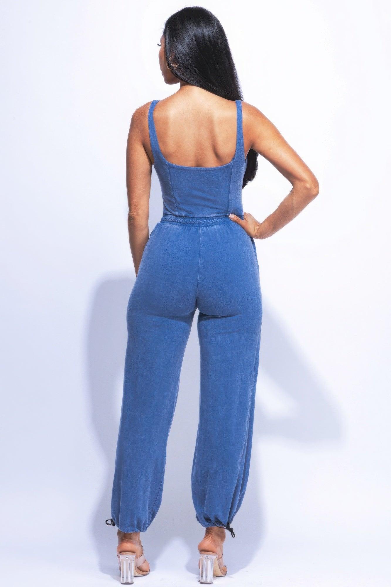 Washed Jumpsuit With Adjustable Ankle | Mixtshop LLC
