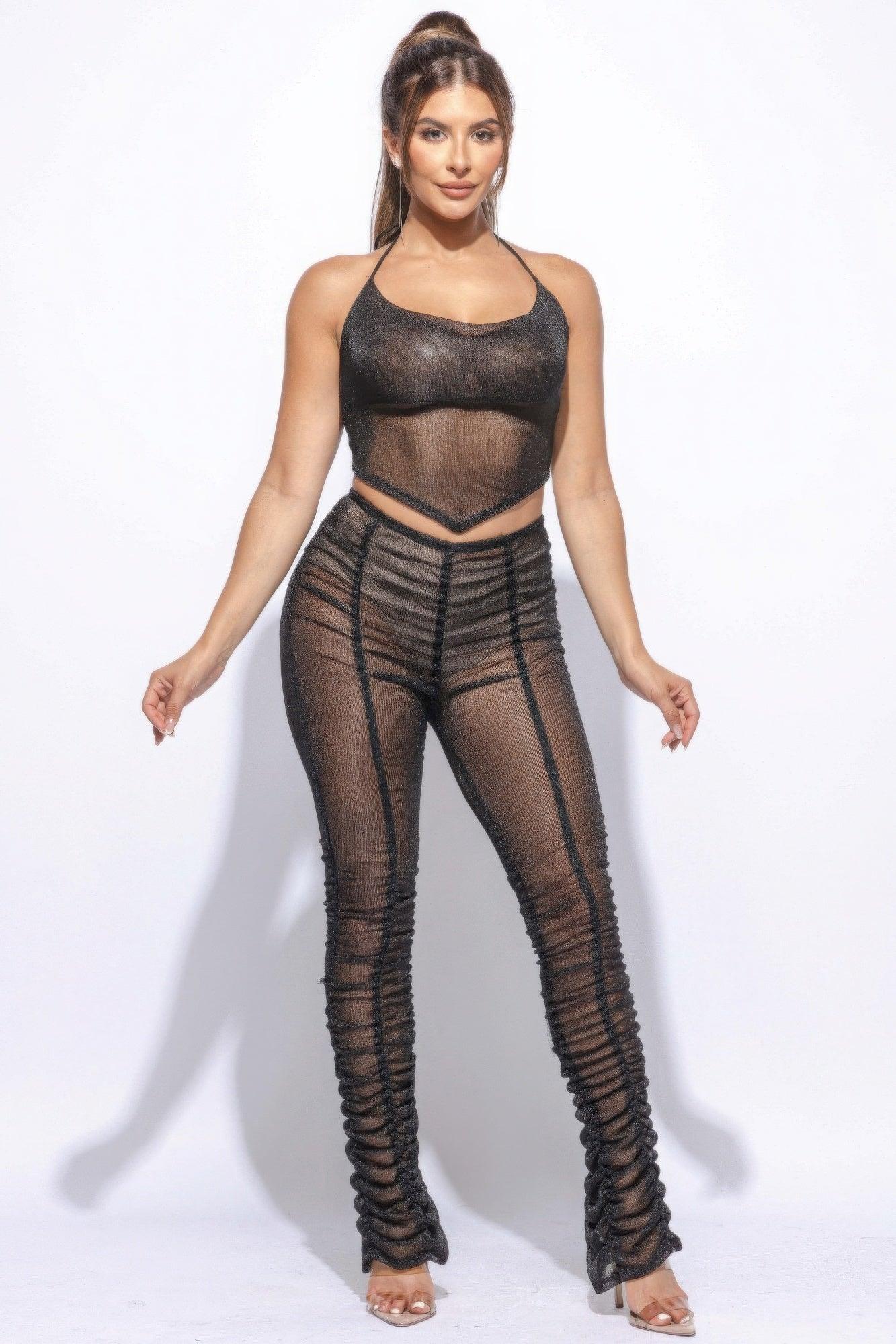 Halter Top Ruched Pants Set | Mixtshop LLC