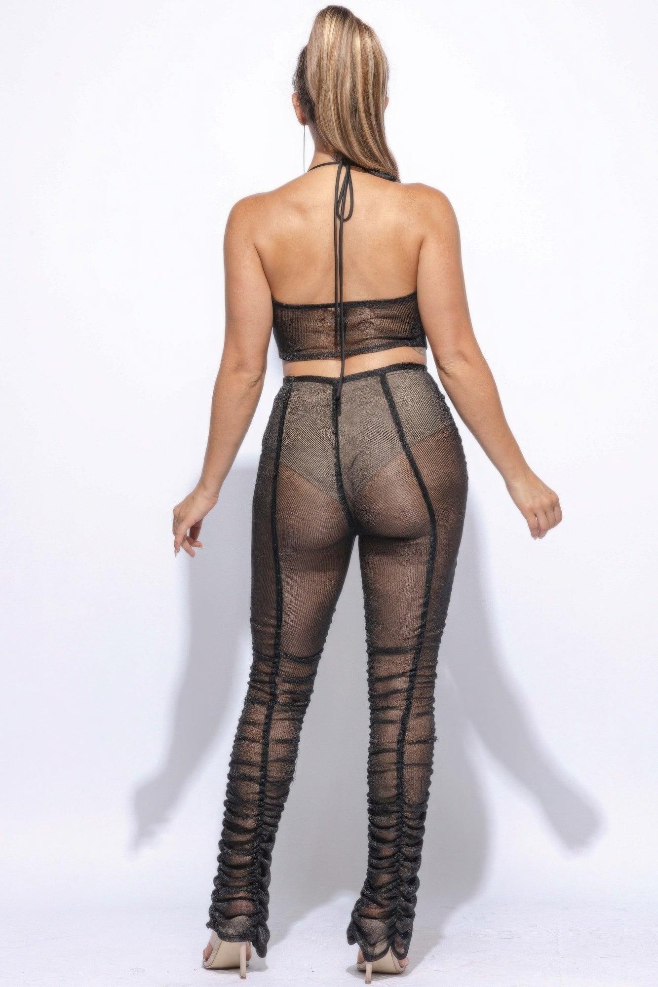 Halter Top Ruched Pants Set | Mixtshop LLC
