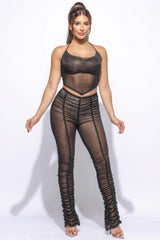 Halter Top Ruched Pants Set | Mixtshop LLC