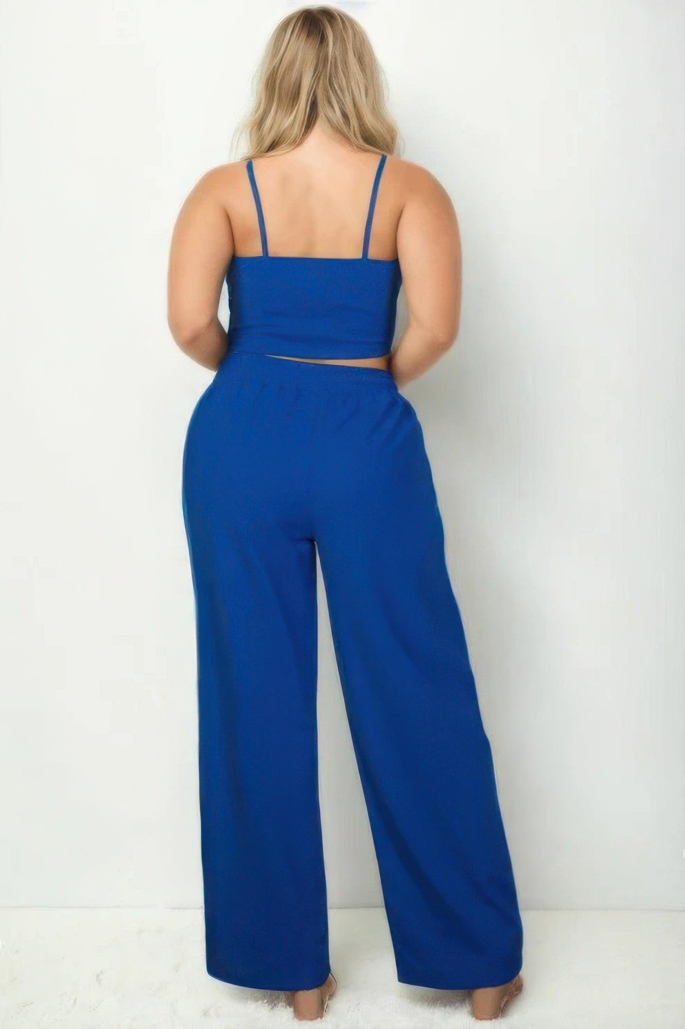 Plus Bustier Crop Cami Top & Slant Pocket Straight Pants | Mixtshop LLC