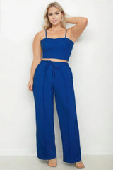 Plus Bustier Crop Cami Top & Slant Pocket Straight Pants | Mixtshop LLC