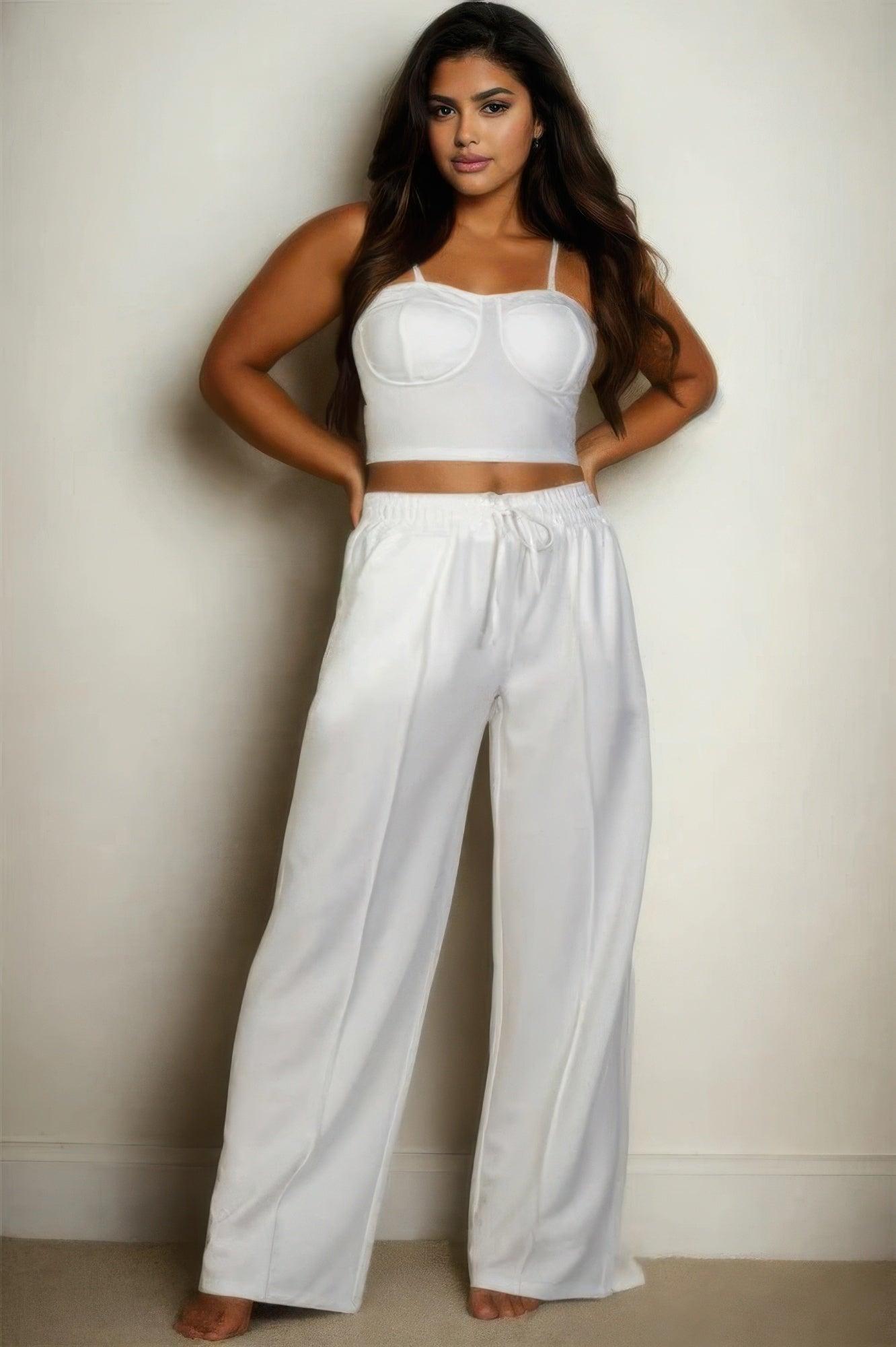Plus Bustier Crop Cami Top & Slant Pocket Straight Pants | Mixtshop LLC