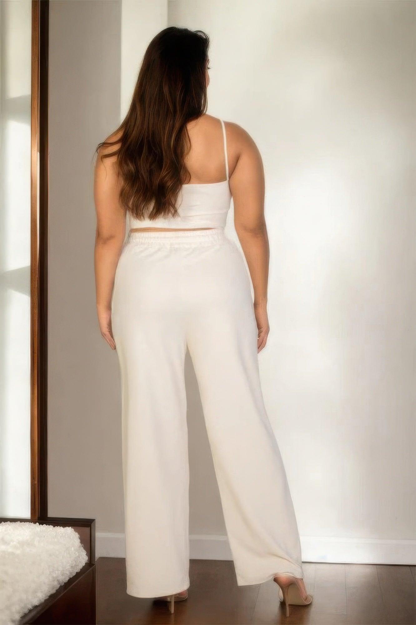 Plus Bustier Crop Cami Top & Slant Pocket Straight Pants | Mixtshop LLC