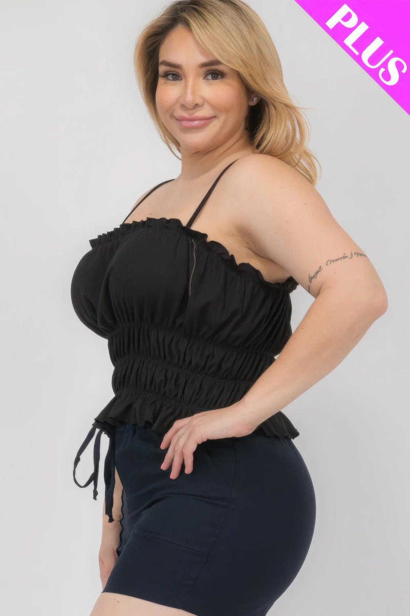 Plus Size Tiered Shirred Body Crop Top | Mixtshop LLC