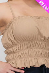 Plus Size Tiered Shirred Body Crop Top | Mixtshop LLC