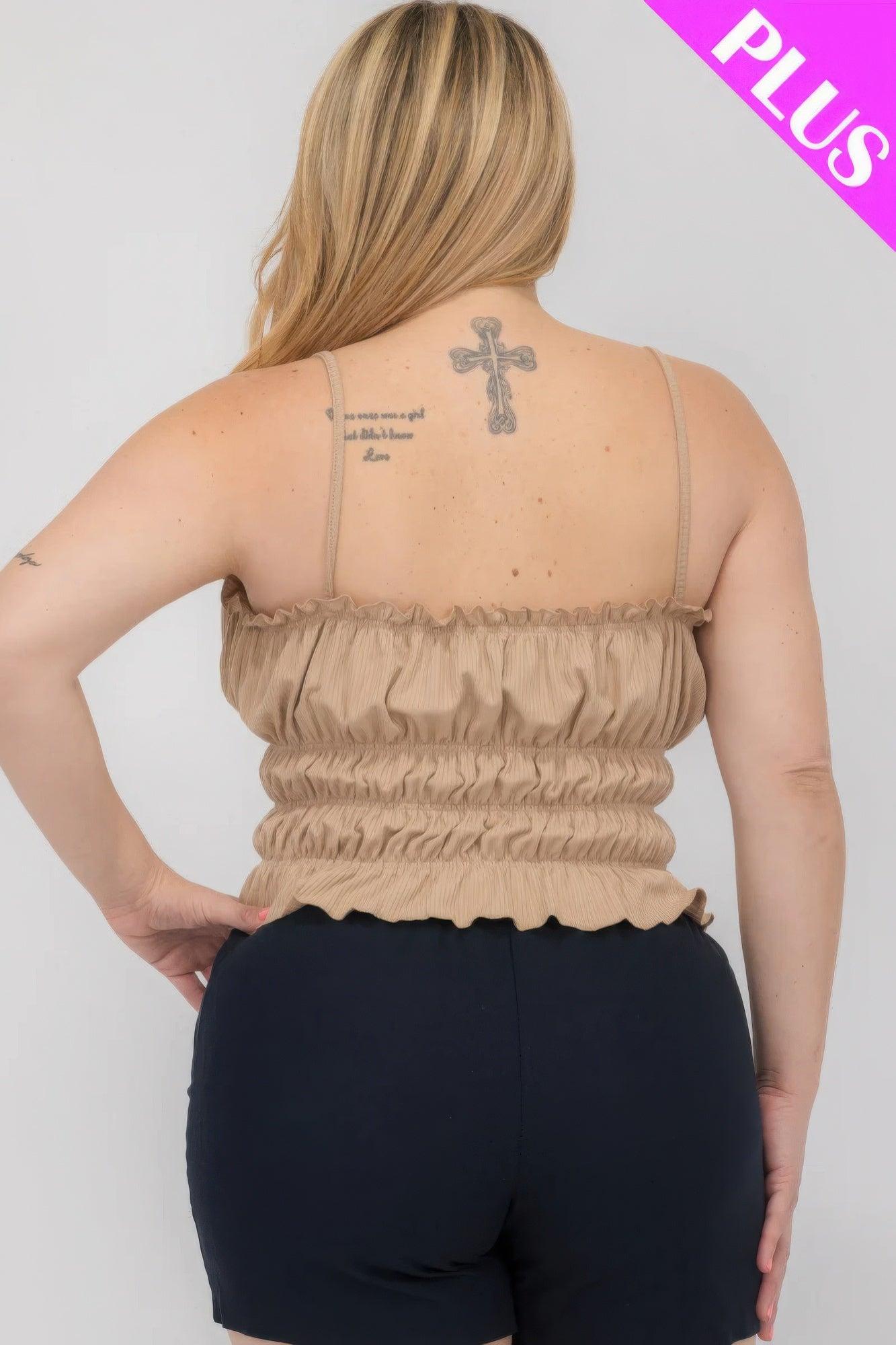 Plus Size Tiered Shirred Body Crop Top | Mixtshop LLC