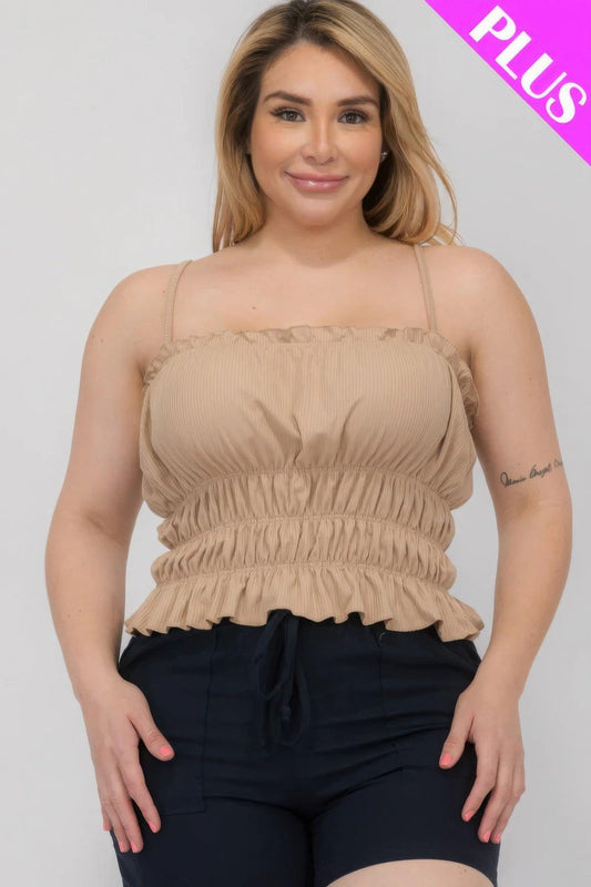 Plus Size Tiered Shirred Body Crop Top | Mixtshop LLC
