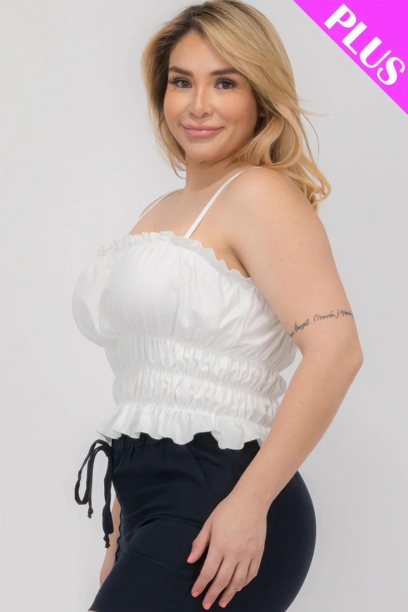 Plus Size Tiered Shirred Body Crop Top | Mixtshop LLC