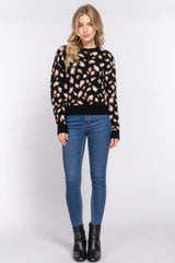 Long Slv Animal Jacquard Sweater | Mixtshop LLC