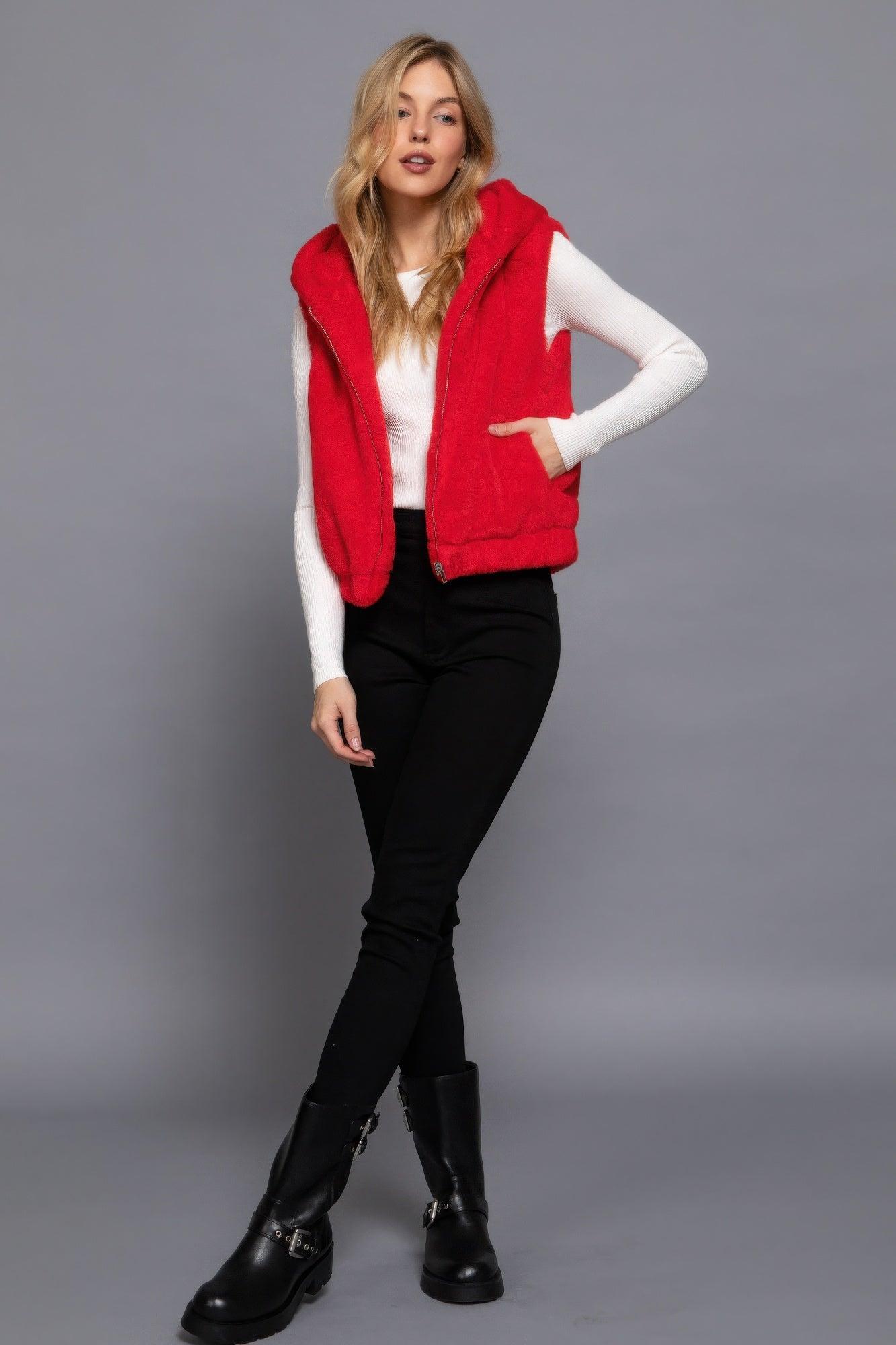 Hoodie Faux Fur Vest | Mixtshop LLC