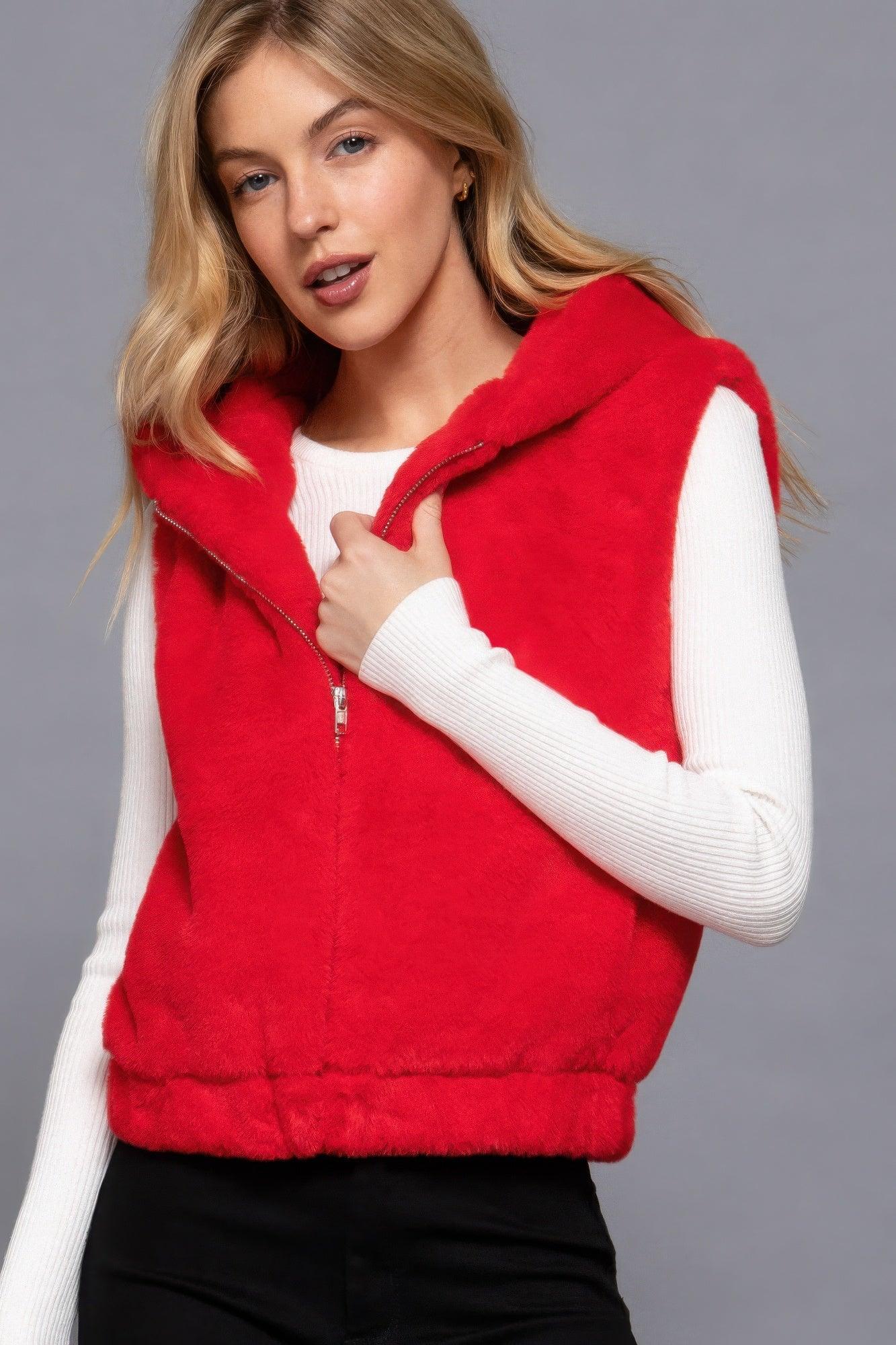Hoodie Faux Fur Vest | Mixtshop LLC