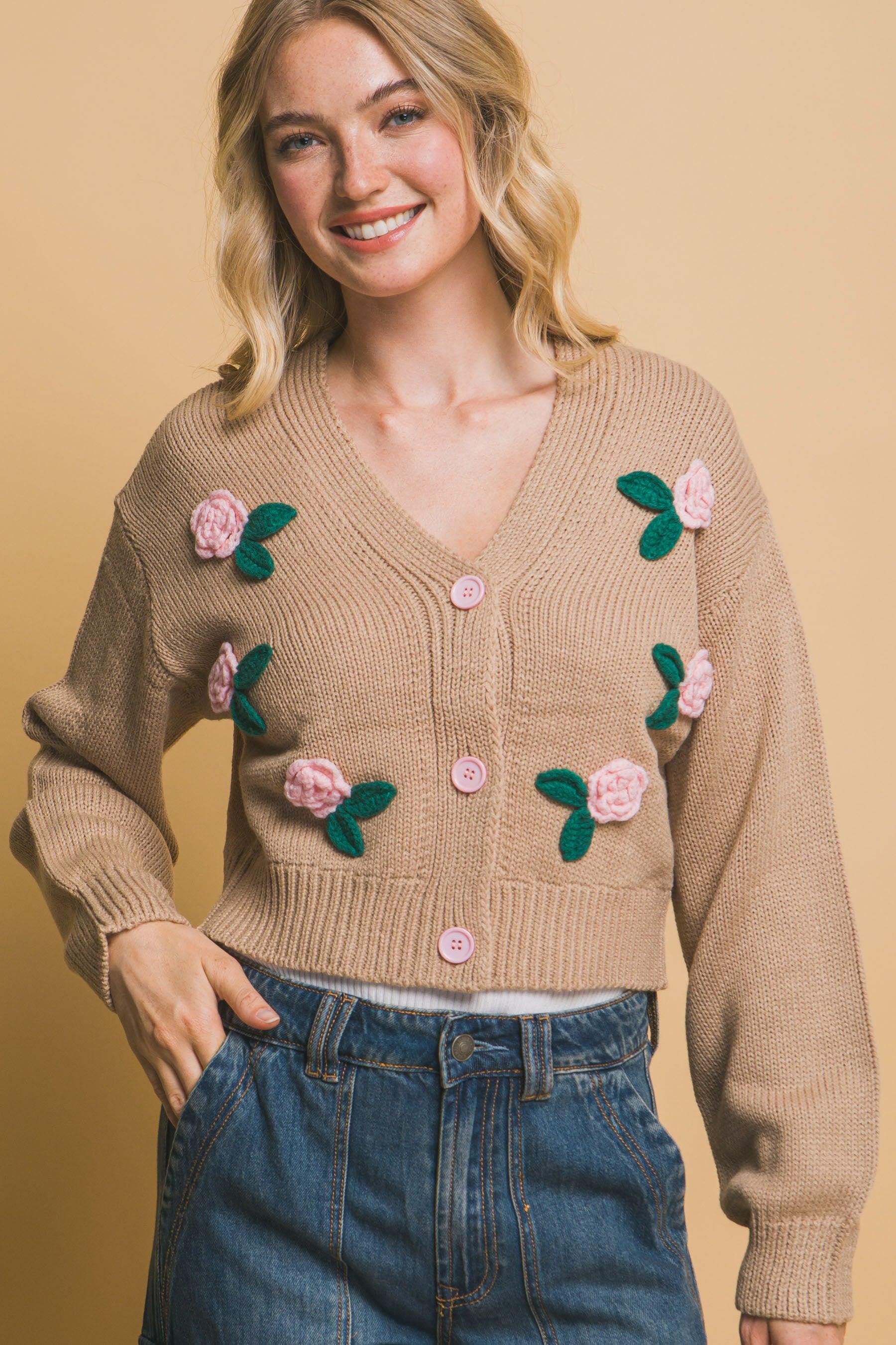 Mid cropped flower cardigan | Mixtshop LLC