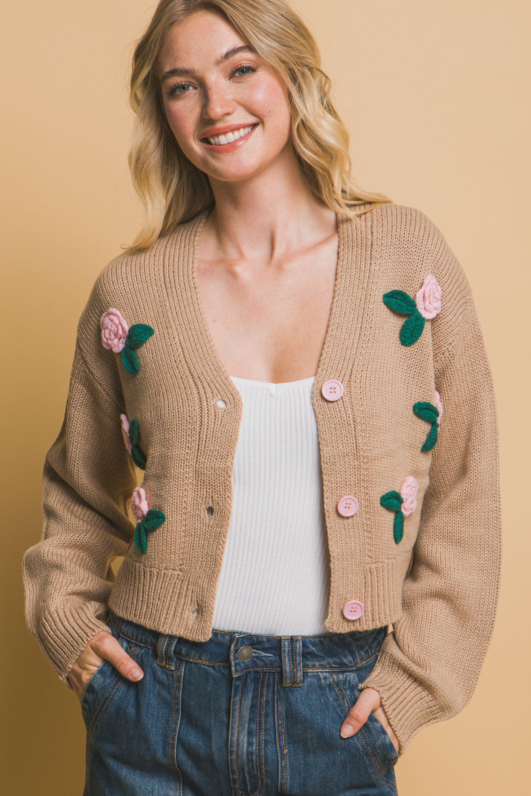 Mid cropped flower cardigan | Mixtshop LLC