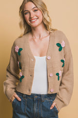 Mid cropped flower cardigan | Mixtshop LLC