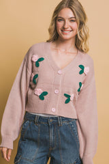 Mid cropped flower cardigan | Mixtshop LLC