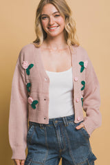 Mid cropped flower cardigan | Mixtshop LLC
