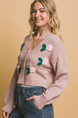 Mid cropped flower cardigan | Mixtshop LLC