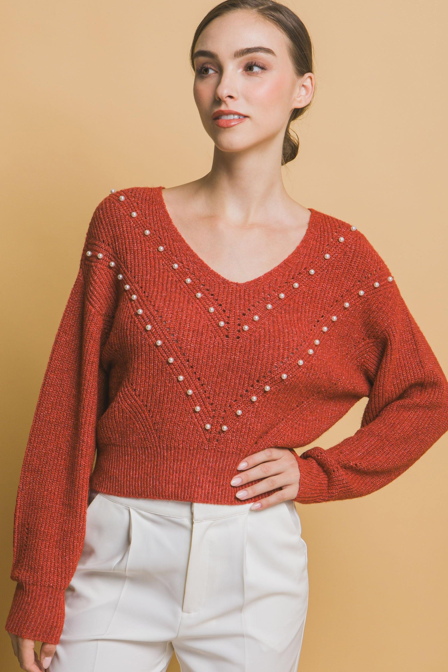 Pearl details sweater | Mixtshop LLC