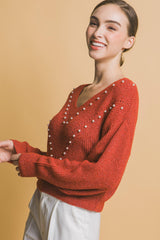 Pearl details sweater | Mixtshop LLC
