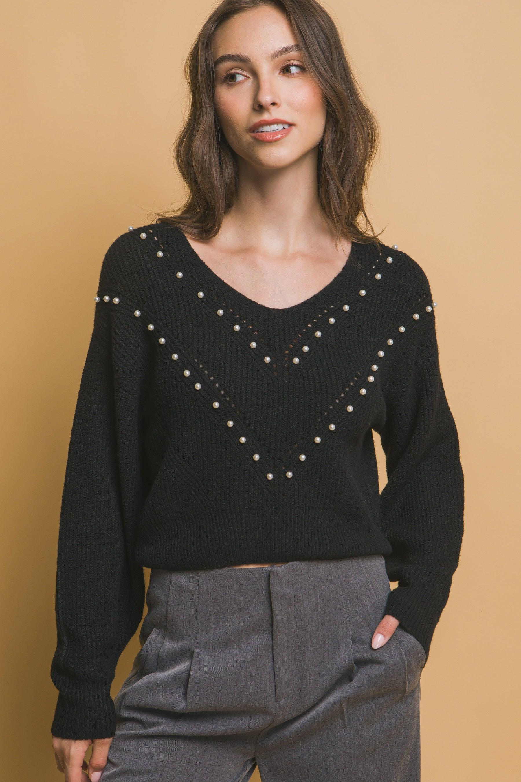 Pearl details sweater | Mixtshop LLC