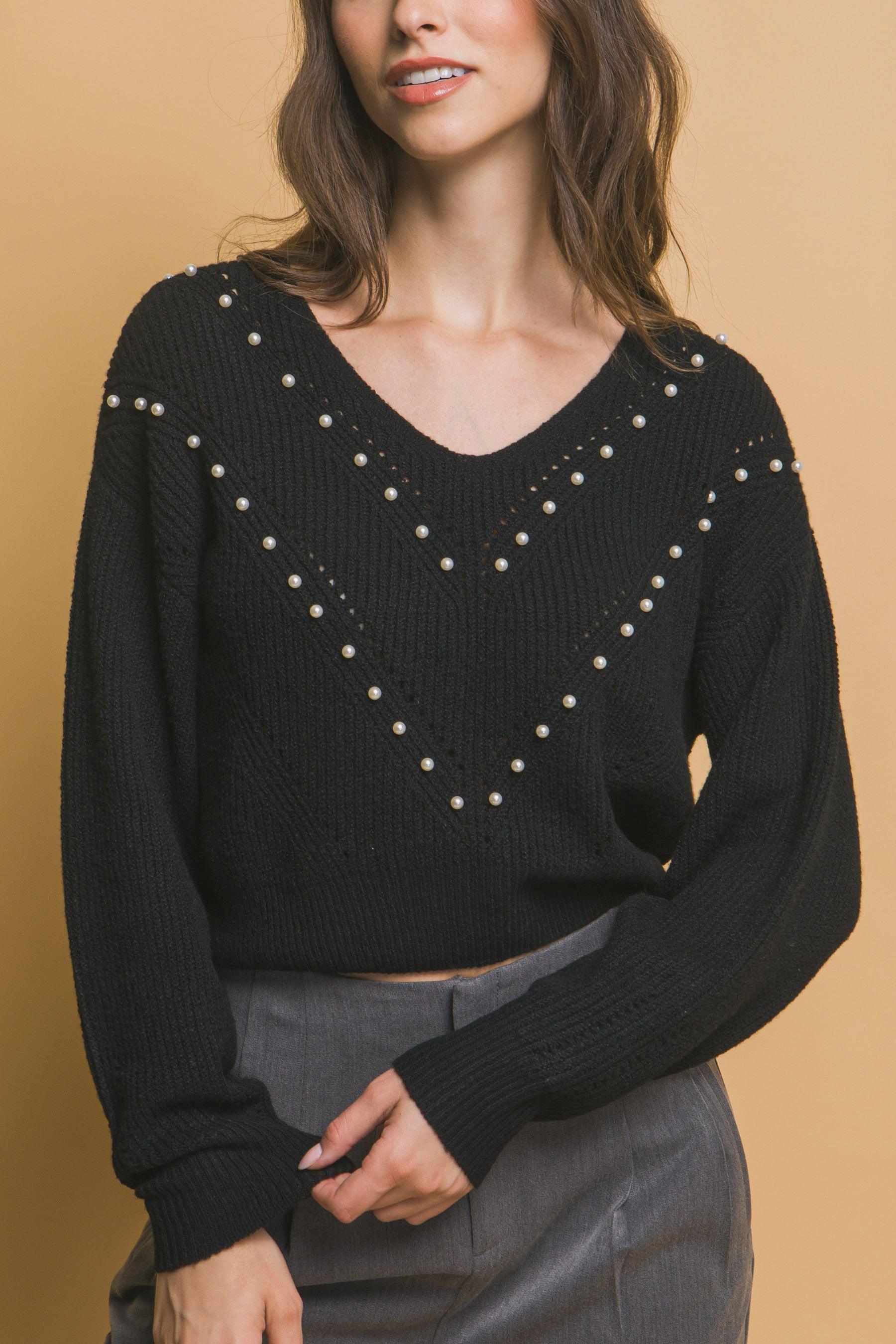 Pearl details sweater | Mixtshop LLC