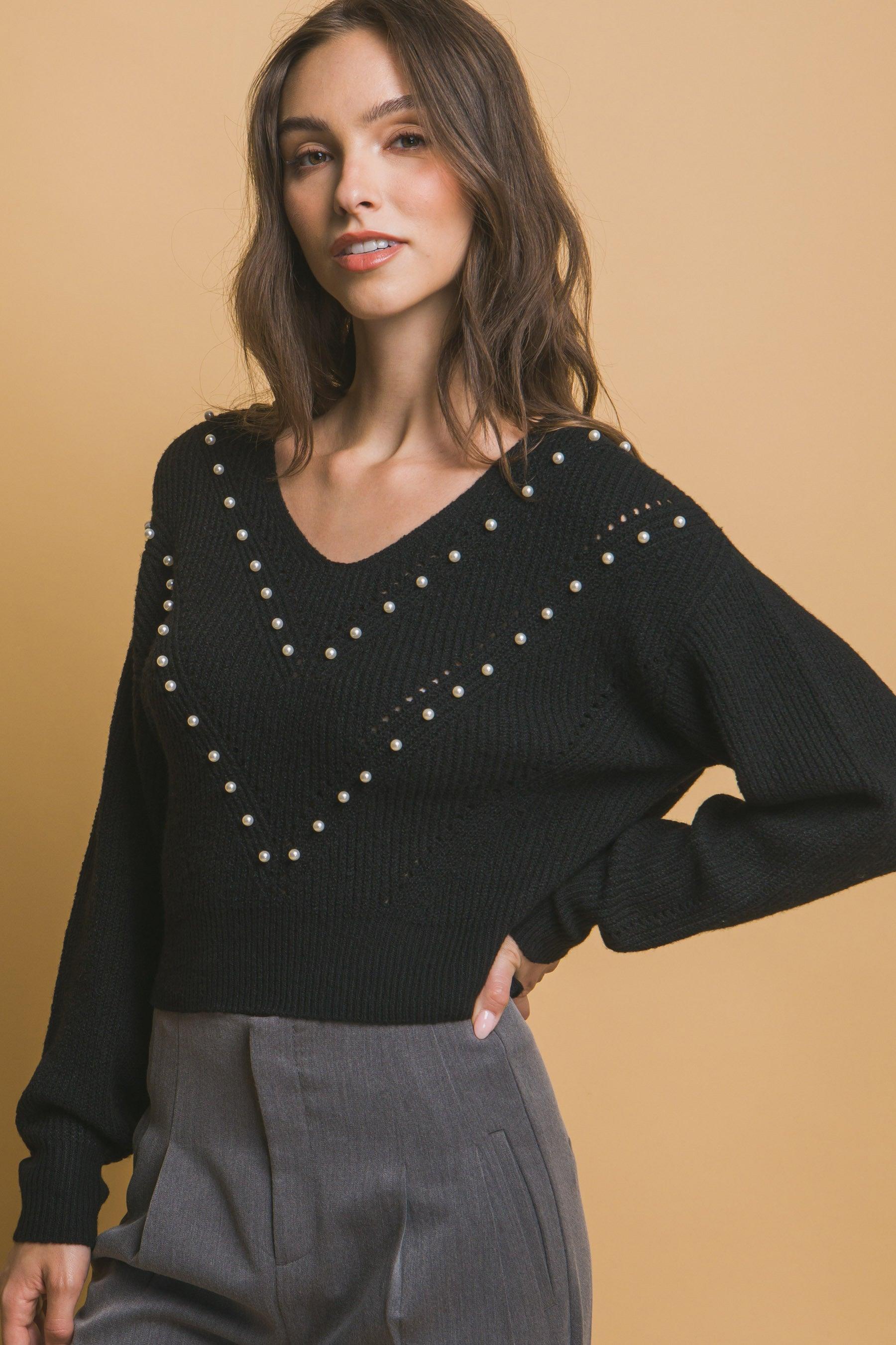 Pearl details sweater | Mixtshop LLC