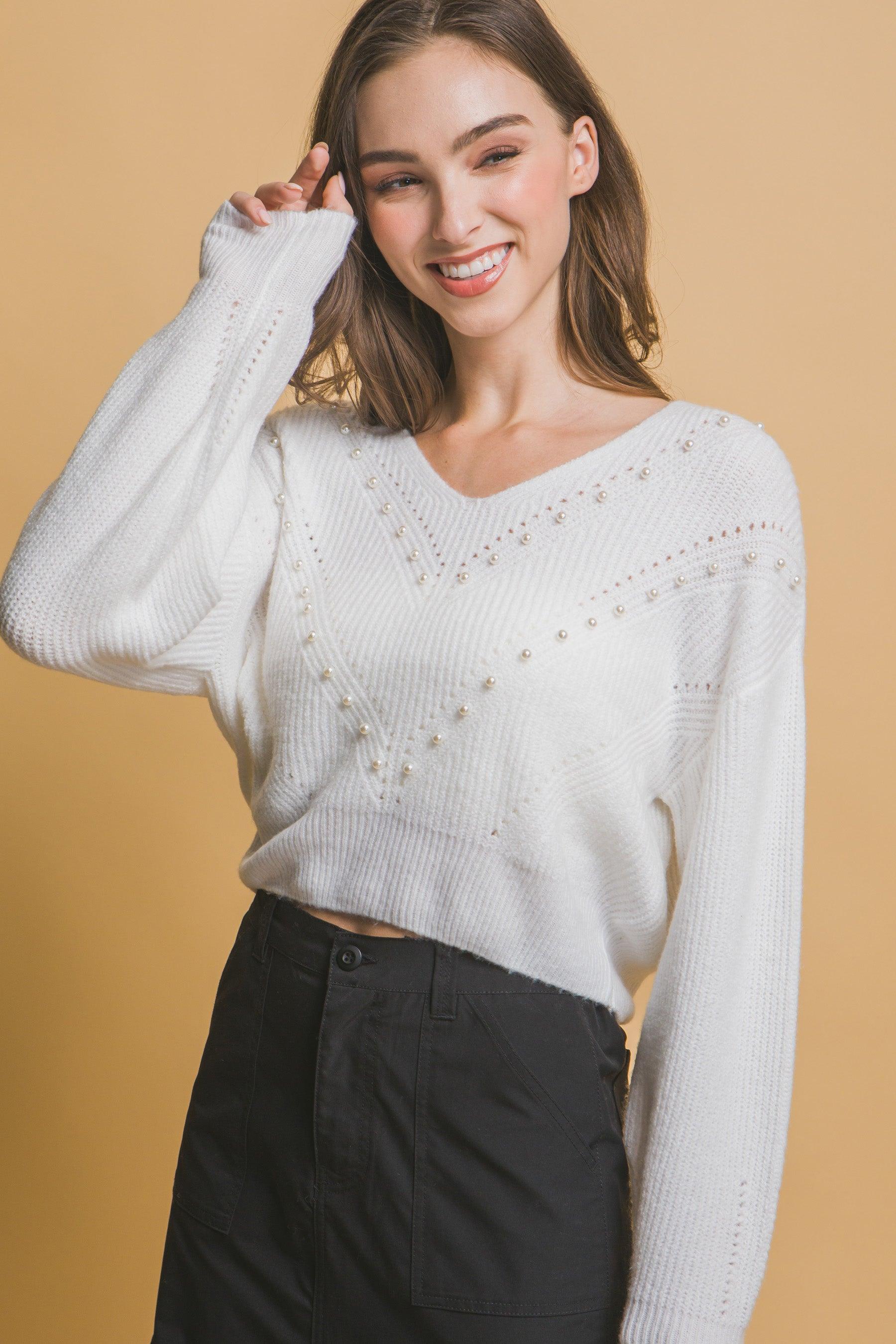 Pearl details sweater | Mixtshop LLC