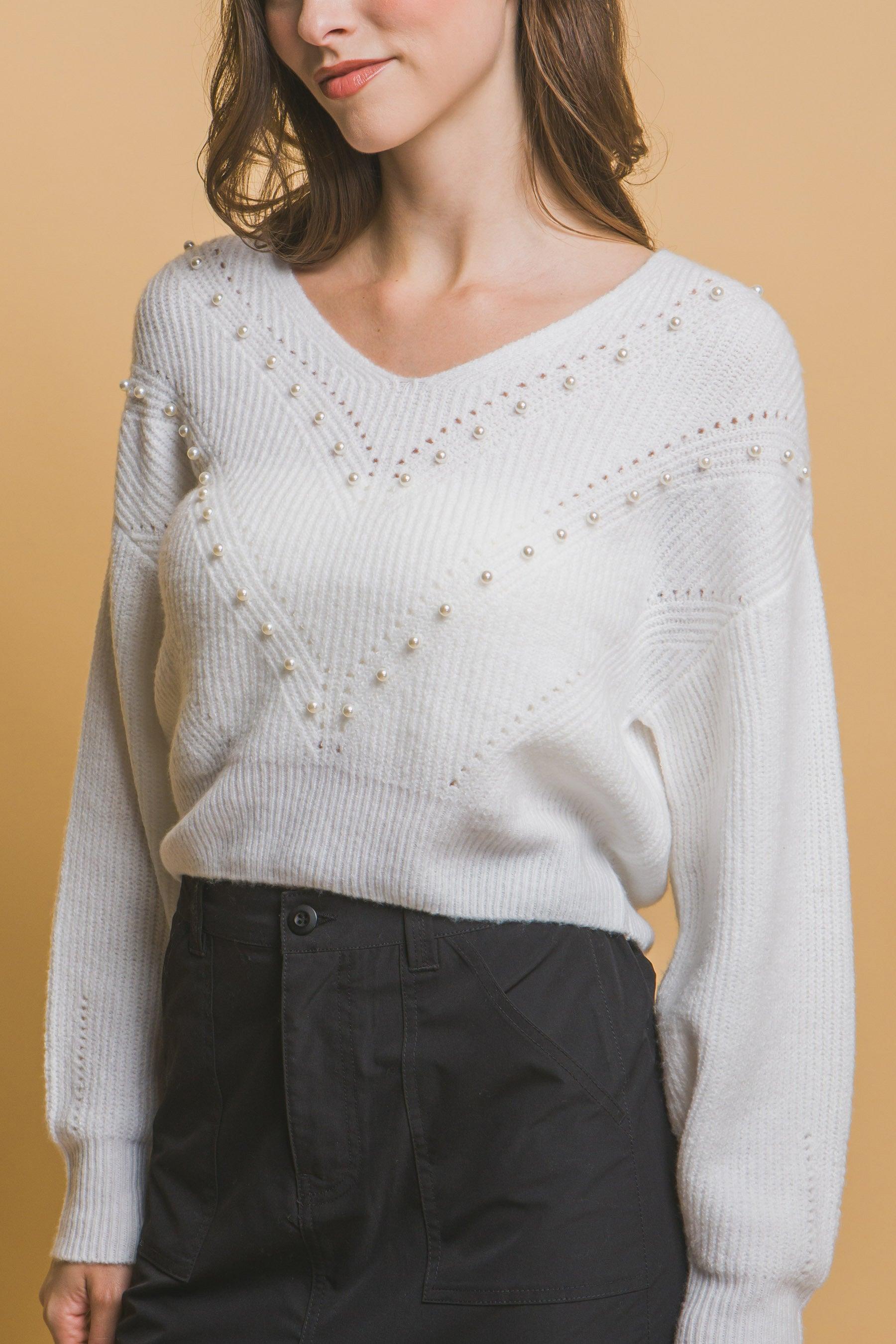 Pearl details sweater | Mixtshop LLC