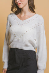 Pearl details sweater | Mixtshop LLC