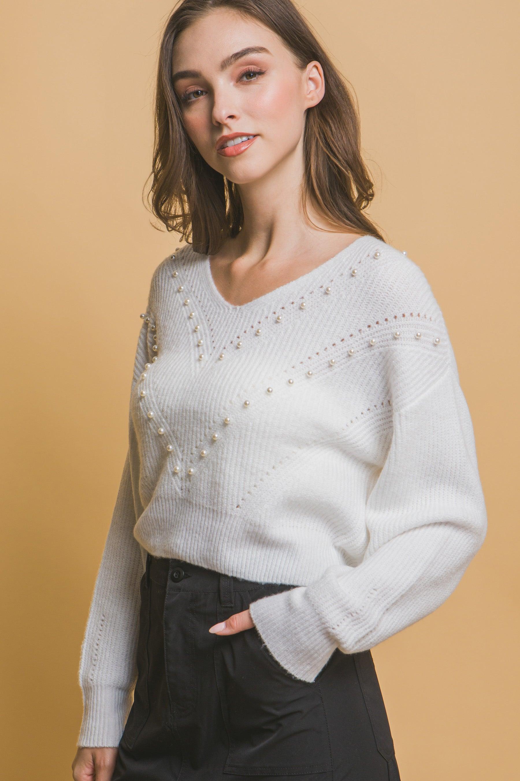 Pearl details sweater | Mixtshop LLC