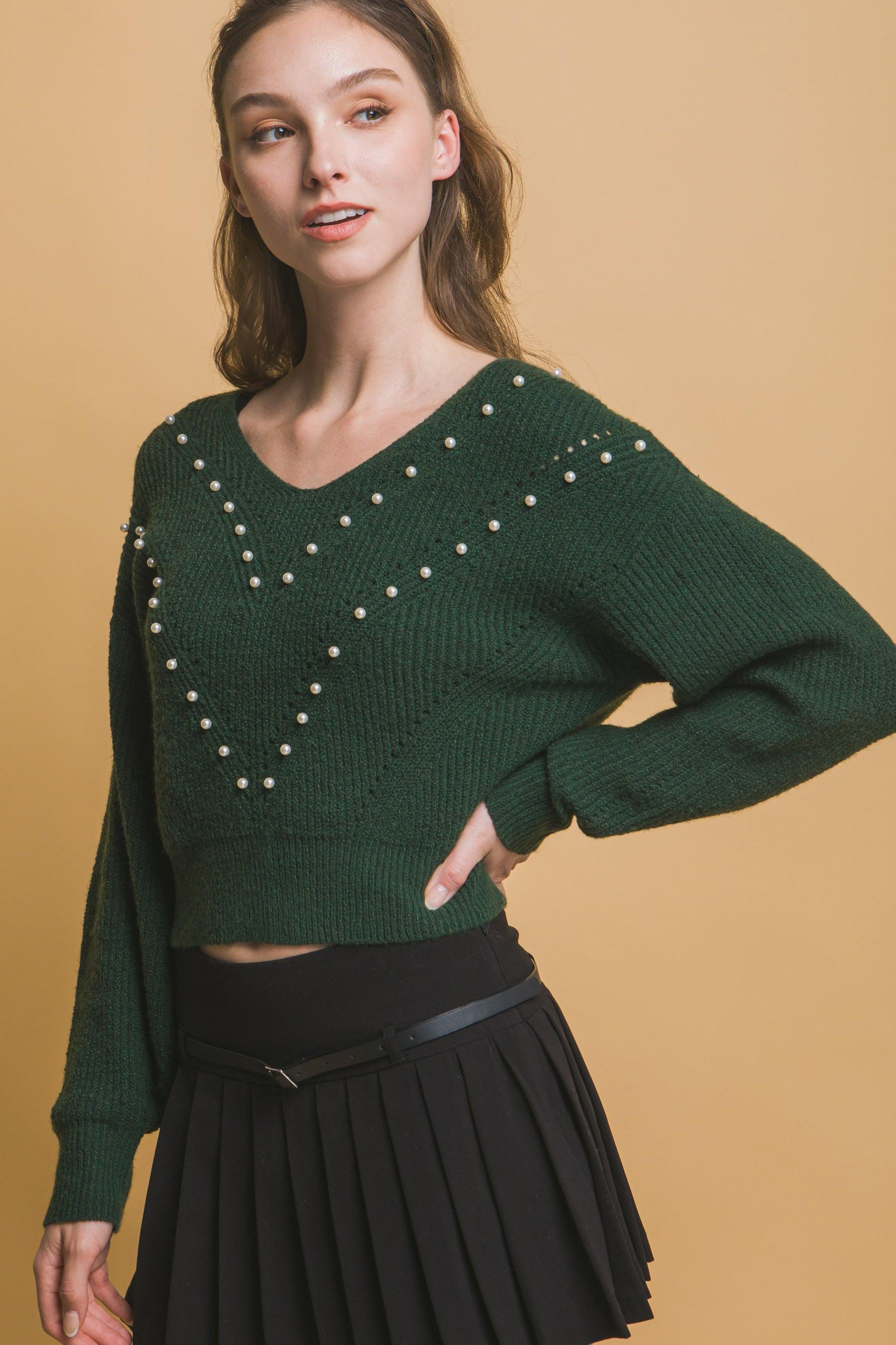 Pearl details sweater | Mixtshop LLC