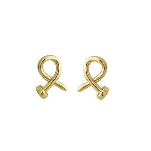 Gold plated crossed nail head stud earring | Mixtshop LLC